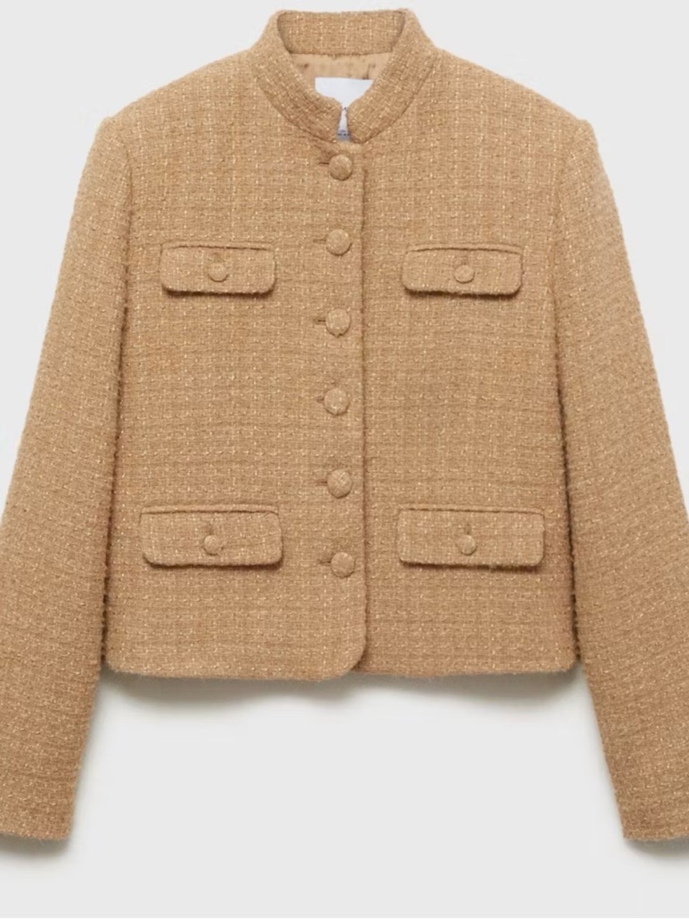 NTW: MANGO TWEED JACKET WITH STRIPED COLLAR: SIZE MEDIUM